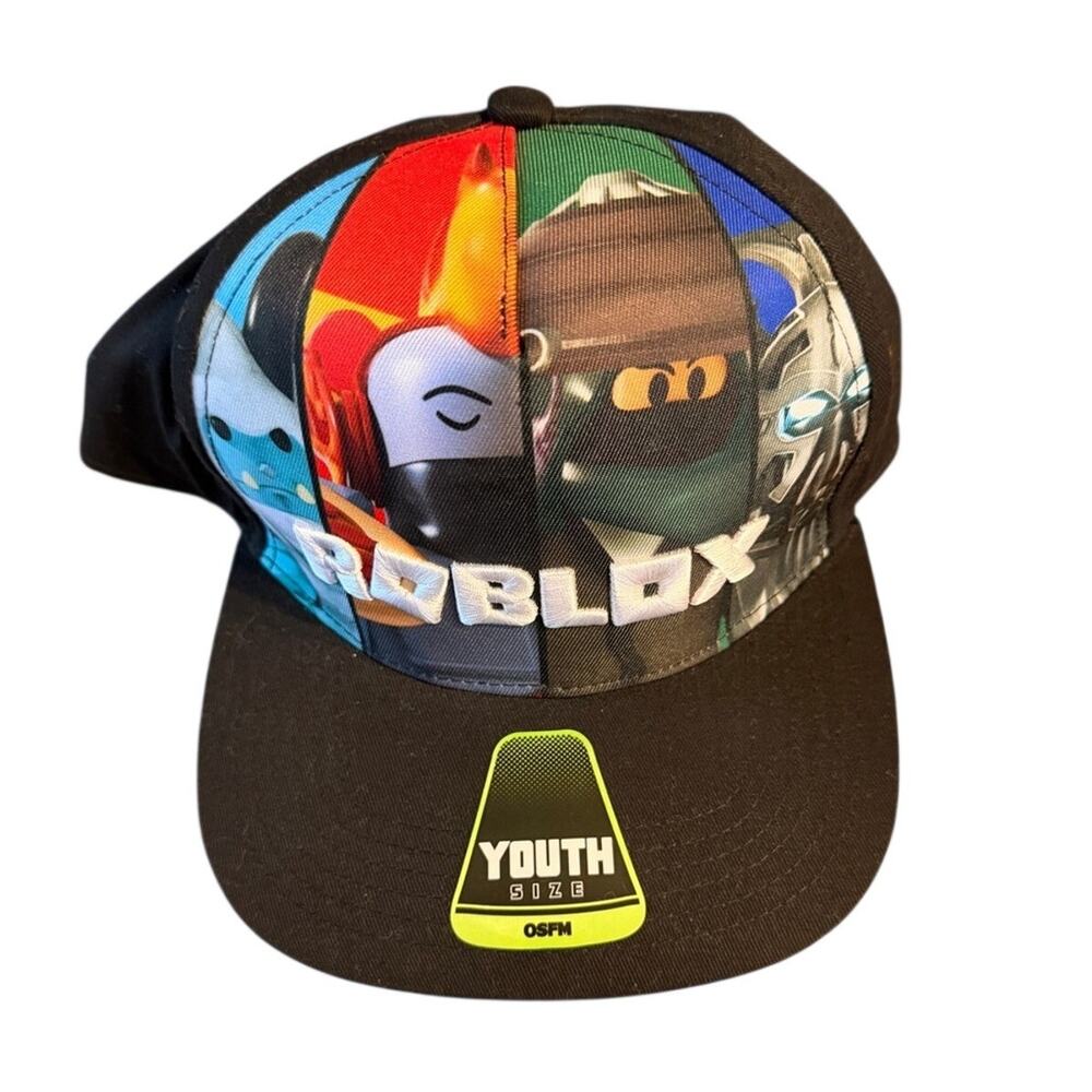 Roblox Youth Snapback Hat Flat Brim OSFM One Size Character Graphic Cap